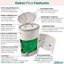 Diaper Dekor EKO Plus Diaper Pail, White | ONLY Eco-Friendly Diaper Pail Made with 70% Recycled Materials | Hands-Free: Step–Drop–Done | Cost-Effective Refill System |Great Cloth Diaper Pail