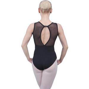 Black Mesh Back and Droplet Keyhole Cutout Leotard (X-Large)