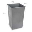 Amazon Basics Square Waste Container, Open Top, Space Saving, 25 Gallons, Grey, Pack of 2