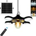 HULPPRE Solar Shed Light,Daytime or Night,192Leds Bright LED Light Indoor&Outdoor with Remote,Cool or Warm White,5 Modes Barn,Chicken Coop Lighting,Solar Pendant Lamp for Patio,Garden,Yard,Gazebo