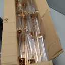 Tessco 4 Sets Gold 7 Arm Floor Candelabra 46.5'' Tall Floor Candle Holders Metal Candle Holders with Acrylic Lampshade Candlestick Centerpiece for Electronic Wedding Home Party Decoration