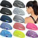 CLLOT 12 Pack Mens Running Headband,Womens Sweatband Sports Headband for Running,Cycling,Basketball,Yoga,Fitness Workout Stretchy Unisex Hairband