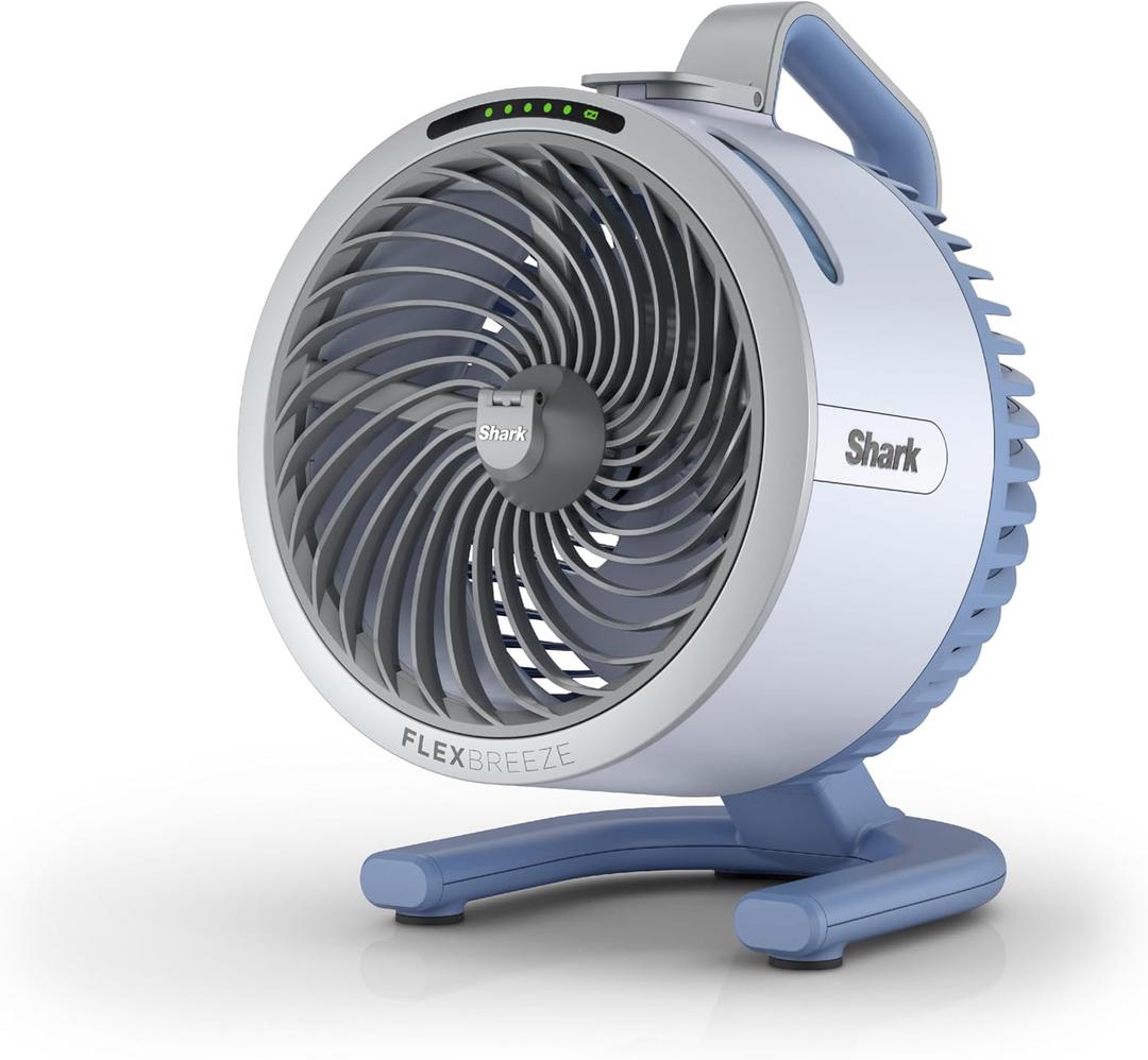 Shark FlexBreeze HydroGo FanUltra-powerful portable fan with indoor + outdoor mist. Corded & cordless, long lasting battery, 5 speeds, evaporative misting, Glacier. FA052BL