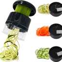 3 in 1 Vegetable Spiralizer Slicer, Adjustable Zucchini Carrot Noodle Maker, Cucumber Spiral Cutter, Easy to Use Kitchen ToolBlack