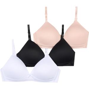 Tahari Womens 3-Pack Molded Wireless Bras (Nude, Black, White)