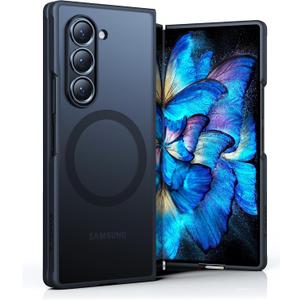 TORRAS Magnetic Shockproof Designed for Samsung Galaxy Z Fold 6 Case, [Compatible with Magsafe] [Military Grade Drop Tested] Translucent Hard Back Slim Phone Case for Samsung Z Fold 6 Case, Black