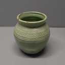 Quoowiit Ceramic Rustic Farmhouse Vase, Green Distressed Flower Vase for Home Decor, Boho Decorative Vases for Centerpiece Table Decorations, Vases for Living Room Kitchen Entryway Mantle Shelf Decor, 5.71"L x 5.71"W x 5.9"H