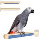 2 Pcs Natural Wood Bird Cage Perch with Foot Grinding, 7.8 inch Wooden Stand for Pet Birds, Universal Cage Accessory