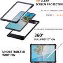 Compatible with iPad Pro 11 inch M4 2024 M5 2025 Waterproof Case,360 Protective Military Drop-Proof,with Strap Stand,Clear Screen Protector,Built-in Pencil Holder for iPad pro 11 Tablet Cover-Black