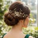 Bridal Hair Pins Set, Rhinestone Side Comb, Gold Butterfly with Pearls and Crystals, Wedding Hair Accessories (Gold D)