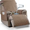 Ruaozz 100% Waterproof Recliner Chair Cover Non-Slip Oversized Reclining Cover for Large Recliner Chair Washable Chair Seat Cover with Elastic Straps for Kids, Dogs, Pets (Light Brown, 28'')