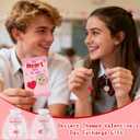 Kigeli 48 Set Valentine's Day Cards for Classroom Exchange Gifts Sweet Dessert Valentine Keychains and Pun Note Cards Organza Bags for Valentines Party Favors Goodie Bags Stuffers School Events Prizes