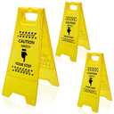 3 Pcs Caution Watch Your Step Sign Safety Double Sided Floor Heavy Duty Plastic Warning Caution Sign for Home Yard Outdoor Wet Floor Step, 24 x 11.6 x 8 Inch, Black on Yellow