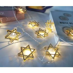 10ft Chanukah Star Decorative String Lights, 20 LED Warm White Hexagram Shape Light, Hanukkah Decorations for Home, for Jews Judaism Bedroom Window Wall Fence Party Decor