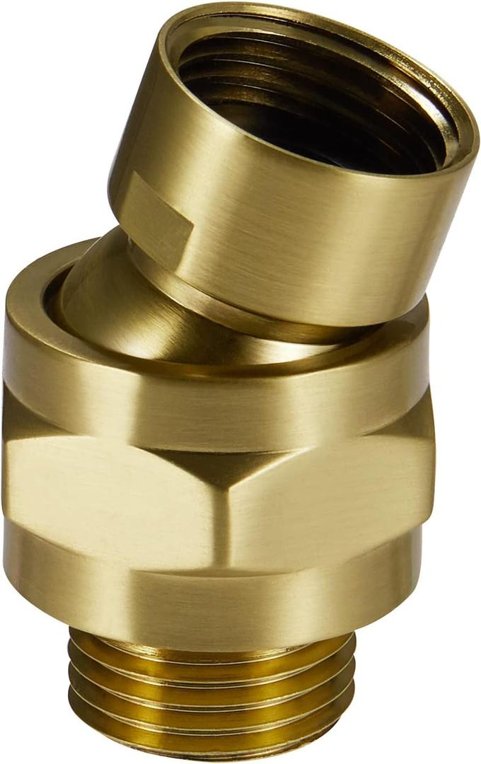 Solid Brass Shower Head Swivel Ball Adapter, Adjustable Shower Arm Extension Shower Head Adapter, Shower Connector Ball Joint, Brushed Gold