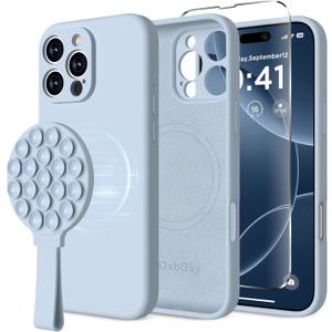 for iPhone 16 Pro Max Silicone Case Soft Protective Shockproof Magnetic Case Compatible MagSafe iPhone 16 Pro Max 6.9" Silicones Phone Case (Baby Blue)