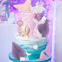 Mermaid Cake Topper Under the Sea Cake Decoration Seashell Cake Topper Under the sea Cake Decor Mermaid Party Supplies (Purple 1)