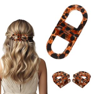 2 x Magnetic Hair Clips, Strong Hold No-Slip Magnetic Hair Styling Clips, Clip No Crease Hair Types Strong Hold, Seamless 2-in-1 Design for Easy Everyday Hairstyles (A-Leopard print-01)