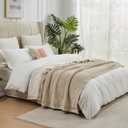 Amlie Home Reversible Waffle Weave Throw Blanket, Chenille Knit with Warm Sherpa, Soft Cozy Blanket for Couch, 50"x60", Beige