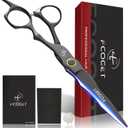 Professional Barber Hair Cutting Scissors Shears Right Hand - 6.8" HIGH-END Extremely Sharp Haircut Scissors Professional Hairdressing Shears 440C Stainless Steel for Salon Home Stylists (Black)