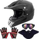 OUMURS Adult Motocross Dirt Bike Helmet with Goggle, Gloves & Mask - DOT/FMVSS-218 Off-Road Motorcycle & ATV Helmet with Adjustable Sun Visor