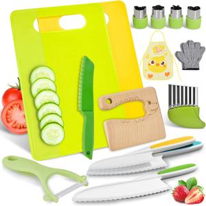 Stocking Stuffers for Kids: Pack of 15 Montessori Toys for Age 3-12 Year Old - Children Safe Toddler Kitchen Set Kids Knife Set for Real Cooking - Christmas Easter Birthday Gifts for Boys Girls