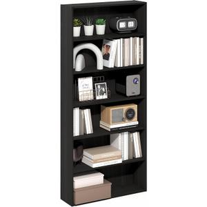 Furinno Basic Book Shelf, 6-Tier Bookcase with Open Shelf, Bookshelf, Cube Storage Organizer, 7 x 24 x 53, for Living Room, Bedroom, Home Office, Espresso