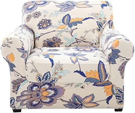 hyha Couch Covers, Chair/Sofa Covers, Floral Pattern, Stretch, Printed, 2 Pieces, Armchair Slipcover, Separate Couch Cushion Slipcover, Furniture Protector for Dogs(Armchair, Vintage Flower)