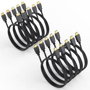 4K HDMI Cable 3FT 10-Pack, HDMI to HDMI 3 Foot High Speed HDMI 2.0 Cable Shielded Cord with Ethernet Support 4K@60Hz, 2K, HDR, ARC, 3D Compatible with Monitor, Roku/Fire TV, Laptop, PS5/4, Blu-ray