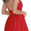 FANCYINN Women Short Dress Sexy Spaghetti Strap Backless Mini Casual Dress Halter Dresses Homecoming Dresses (Red, S)