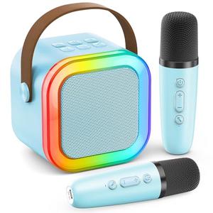 Mini Karaoke Machine for Kids Adults, Portable Bluetooth Speaker with 2 Wireless Karaoke Mics Player,2026 TOP Birthday Gifts Toys for Girls 3,4, 5, 6, 7, 8+Years Old Toddler(Light Blue)