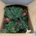 National Tree Company Pre-Lit Artificial Christmas Tree, Green, Wintry Pine, White LED Lights, Decorated with Pine Cones, Berry Clusters, Includes Cloth Bag Base, 18 Inches