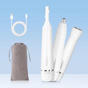Facial Hair Removal for Women, 3-in-1 Electric Eyebrow Ear Nose Trimmer, & Facial Hair Trimmers Wet/Dry, Waterproof & Rechargeable Painless Women's Face Trimmer Portable for Travel