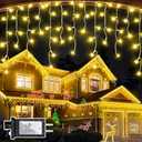 504 LED Christmas Lights Outdoor 50FT with 112 Drops, Christmas Decorations Hanging Lights 12 Modes, Dimmable Outside Fairy String Lights for Wedding Party Holiday Winter Wonderland Decor Warm White