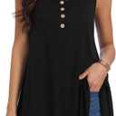 JollieLovin Womens Sleeveless Tunic Plus Size Tank Top with Flare Hem Comfy Loose Shirt Blouse(2X, Black)
