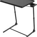 Adjustable TV Tray Table for Breakfast & Dinner - Black Folding Couch Desk with Cup Holder, Portable Eating Tray for Sofa, Bed, Living Room - 6 Height & 3 Angle Adjustments