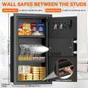 25.6'' Tall Fireproof Wall Safes Between the Studs, Fire Security In Wall Safe with Digital Keypad, 2 Removable Shelves and Fireproof Bag, Anti-Theft Hidden Wall Safe for Home, Pistols, Cash