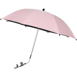 Baby Pram Umbrella with Adjustable Universal Clamp, Children Buggy Sun-Proof Parasol with Clip On UPF 50+ Great for Pushchair, Strollers (Pink)