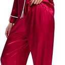 Lonxu Silk Satin Womens Pajama Sets Button Down Sleepwear Loungewear, Size: L
