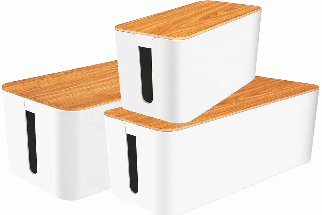 YUANYE Cable Management Box Cable Management Kit for Power Strip to Hide Wires,Cord Organizer Boxes,Safe ABS Material Wire Organizer of Cable Clips Sleeve for Home & Office,3Pack128PCS/White