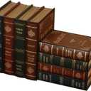 2 Pack Decorative Book Boxes Wooden Antique Book Decorations Vintage Book Storage Box (Style B)