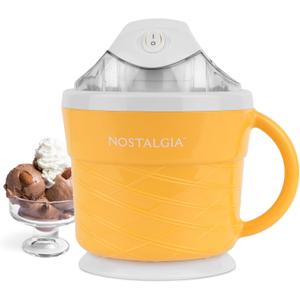 Nostalgia Electric Ice Cream Maker - Old Fashioned Soft Serve Ice Cream Machine Makes Frozen Yogurt or Gelato in Minutes - Fun Kitchen Appliance - Modern Style - Tan - 1.5 Quart