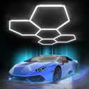 Hexagon Garage Lights: 168W 5 Grids LED Garage Lights - Easy Install 6500K Super Bright Honeycomb Light for Workshop Warehouse Car Detailing Shop Exhibition Hall Gym