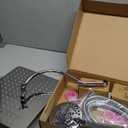 Hibbent 12'' All Metal Shower Head, High Pressure Rainfall Shower Head, Handheld Showerhead Combo, 12'' Adjustable Curved Shower Extension Arm, 10-Spray, 71'' Hose, Adhesive Showerhead Holder, Chrome
