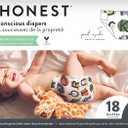 The Honest Company Comfort Dry Disposable Daytime Diapers for Sensitive Skin, Up to 100% Leakproof, Hypoallergenic, Fragrance Free, So Delish, Polybag, Size 6 (35+ lbs), 18 Count