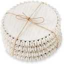 Mud Pie White Beaded Coaster Sets, 4 3/4"" Dia (42500044W)