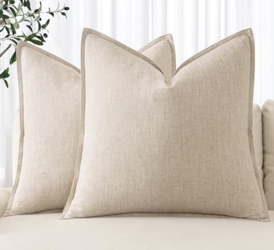 MIULEE Decorative Linen Euro Sham Pillow Covers 24x24 Natural Beige ​Boho Farmhouse​ ​Neutral Couch Throw Pillows for Bed Pack of 1 Accent Modern Pillowcase Sofa Livingroom Home Decor