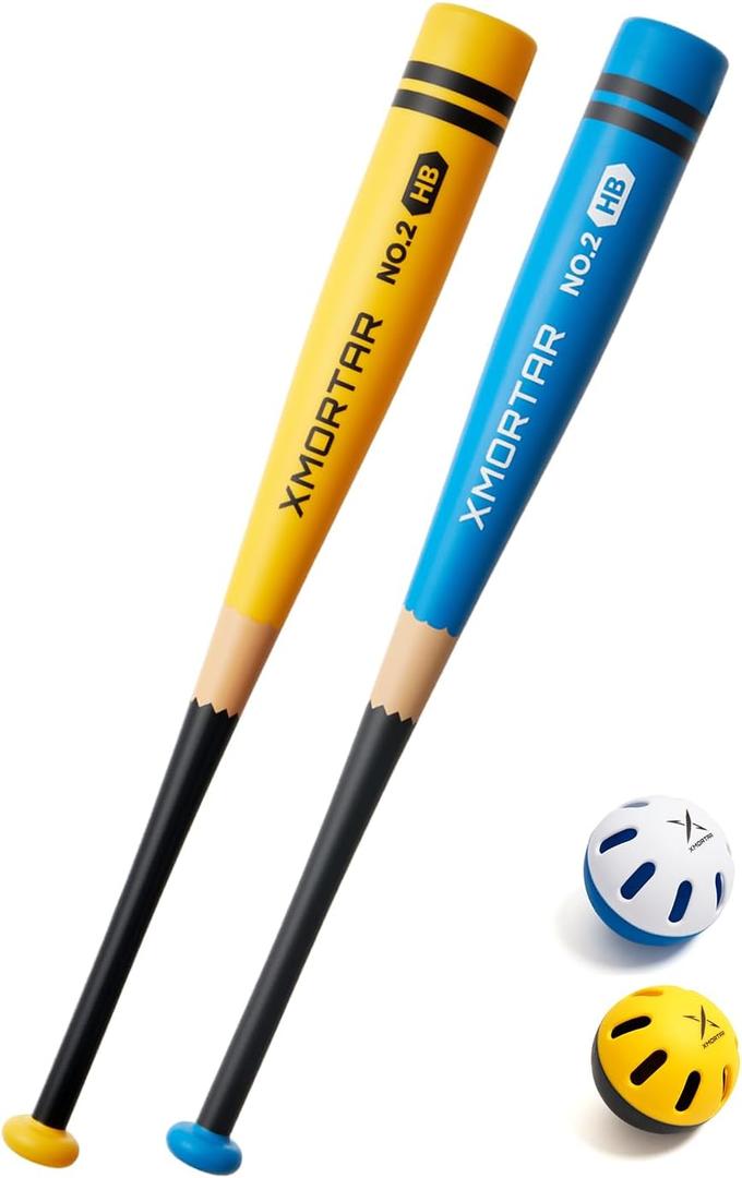 2 Plastic Baseball Bat Set for Backyard Game - 28 in / 8 oz