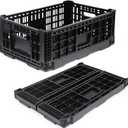 Collapsible Milk Crate, 52L Heavy Duty Plastic Storage Crate Stackable, Collapsible Crates for Storage, Space Saving for Home & Camping - Large Holds 130 lbs, Black