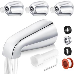 Bathtub Faucet and Shower Knobs Replacement,Easy to Install Tub Spout Set for 1/2" Copper Pipe,1/2" IPS and 3/4" IPS with Install Tool